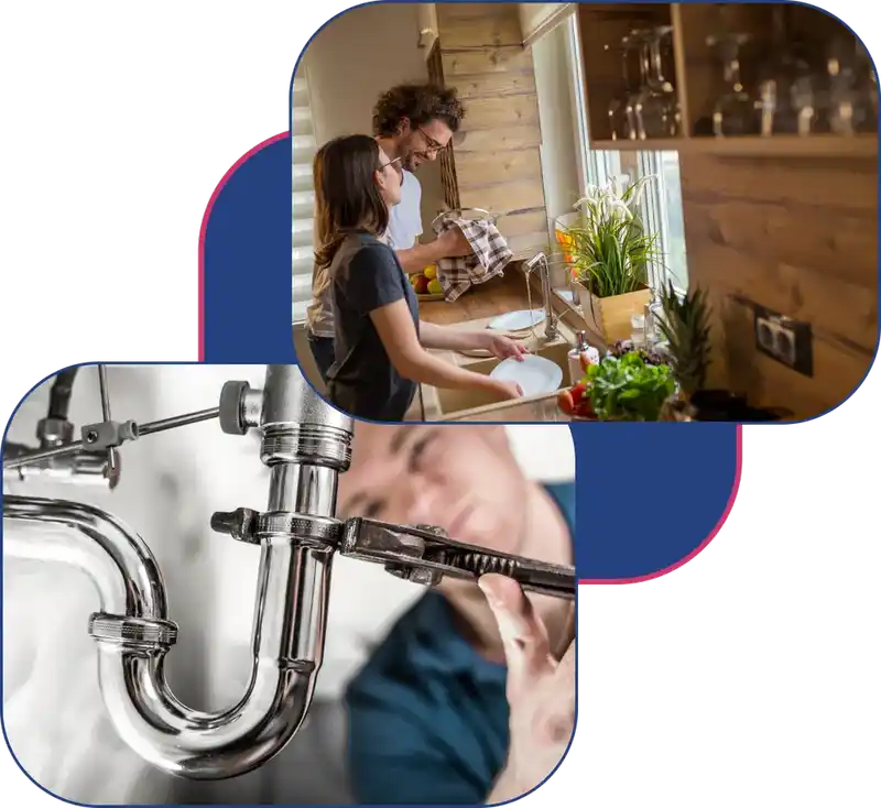 photos of plumbers in sugar land tx and a homeowner satisfied with their service